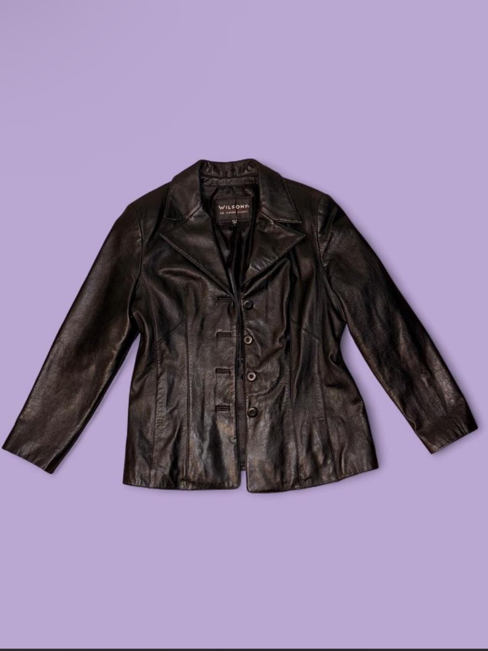 Wilson Black Leather Button-Front Women's Jacket with Notched Collar